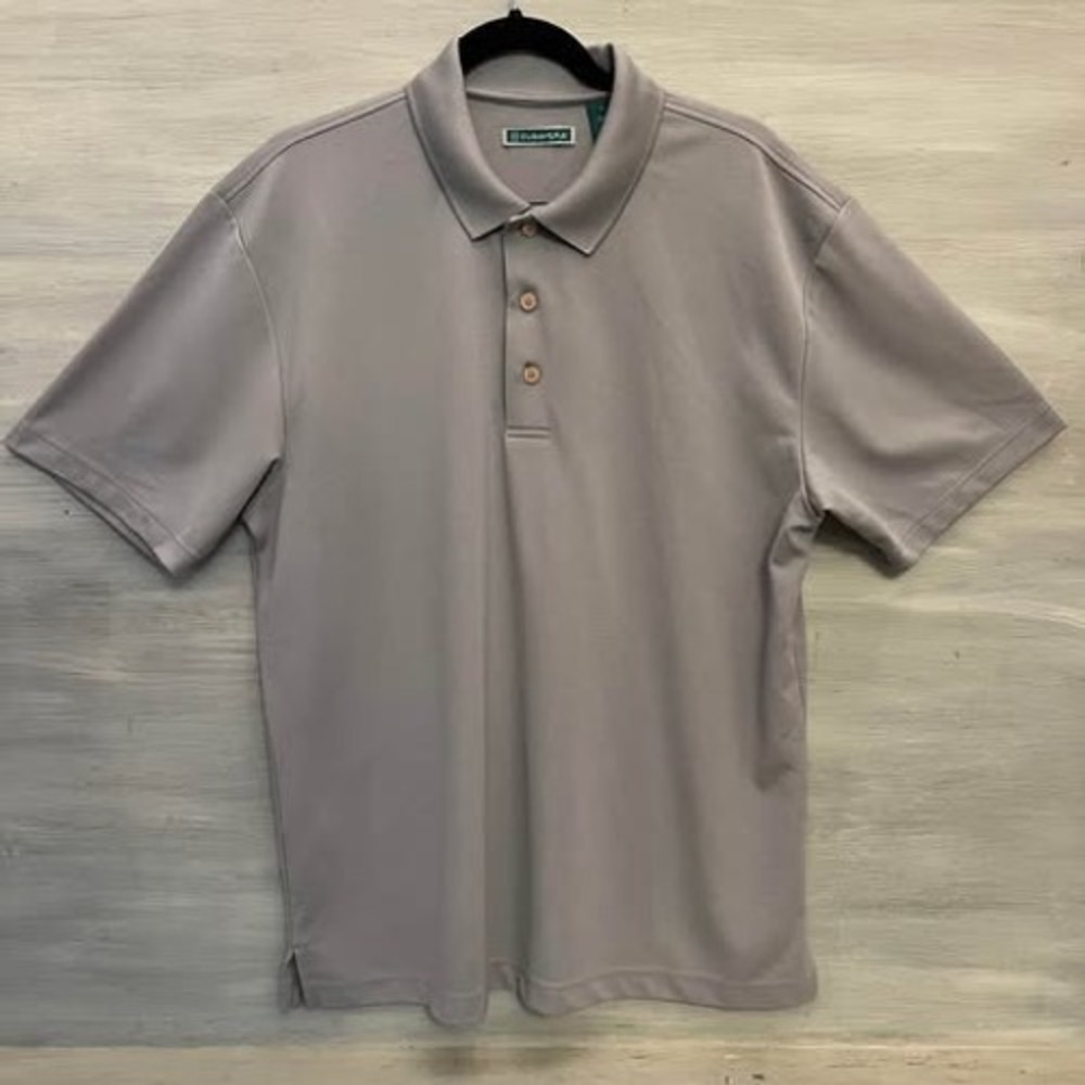 Cubavera Gray Ribbed Knit Short Sleeve Polo Shirt Size Large Good Condition